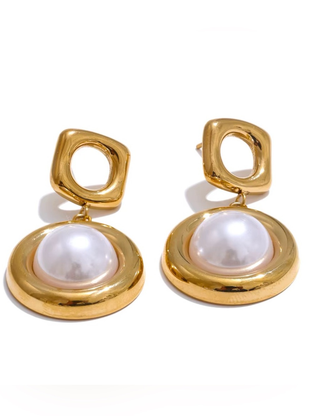Gold-Tone Pearl Drop Earrings - Chic Women’s Jewelry